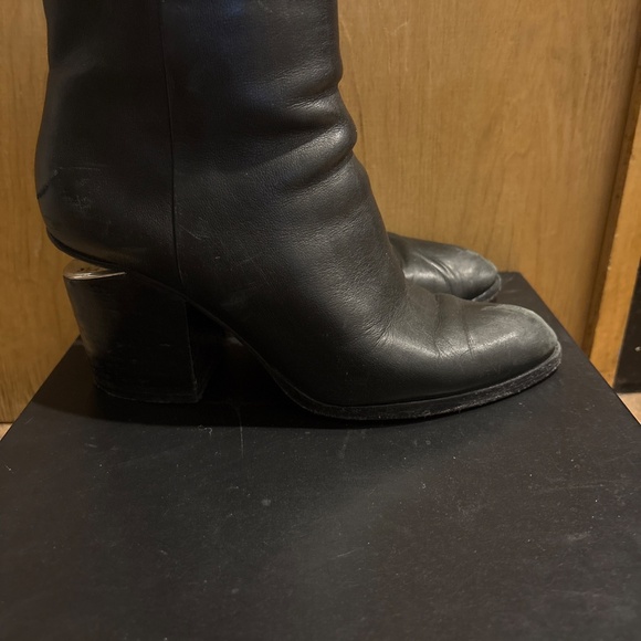 Black Alexander Wang Gabi Leather Boot w/ Cut Out Silver Heel, Size 37 - Picture 4 of 4